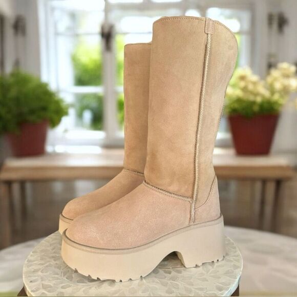 UGG Classic New Heights Cuffable Boot Genuine Shearling Platform Womens Size 9 E - Picture 8 of 14